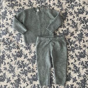 H&M | 2-Piece Ribbed Knit Sweater Set in Blue Melange - Size: 12M
